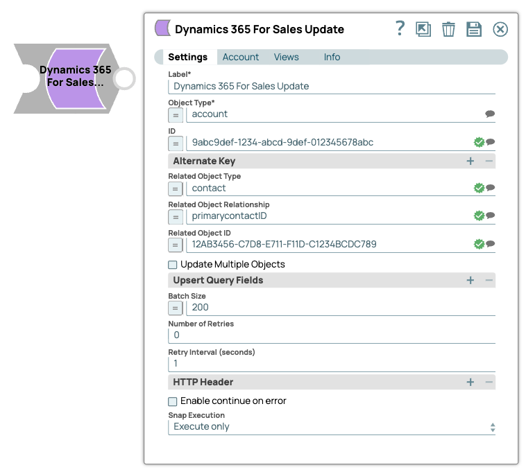 Settings for Dynamics 365 for Sales Update Snap