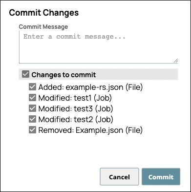 Commit changes dialog