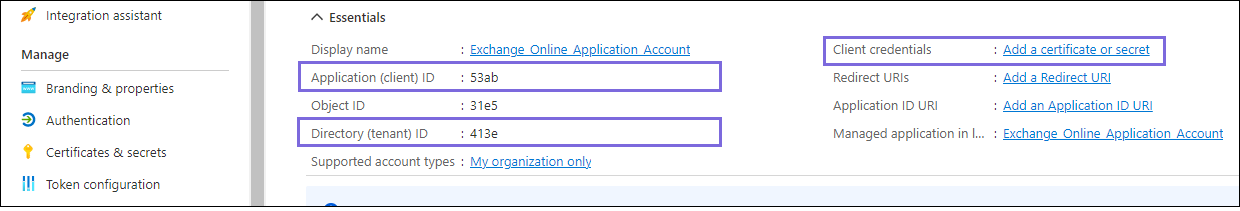 Application Configuration in Azure Portal for OAuth2 Account to use in Exchange Online__Step1.png