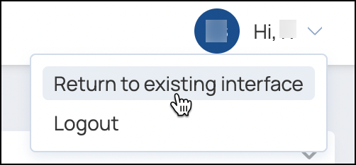 Return to existing interface