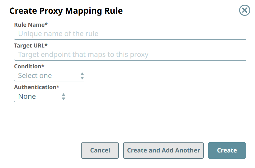 Create Proxy Mapping Rule dialog