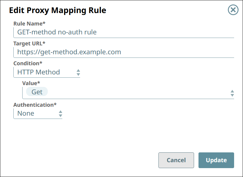 Edit Proxy Mapping Rule dialog