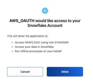 Snowflake confirmation dialog for using Okta SSO